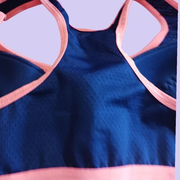 Danskin Now Womens Racerback Sports Bra Medium Navy & Coral - Picture 8 of 8